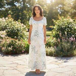 Monteau LA Floral Lightweight Milkmaid Peasant Dress XS